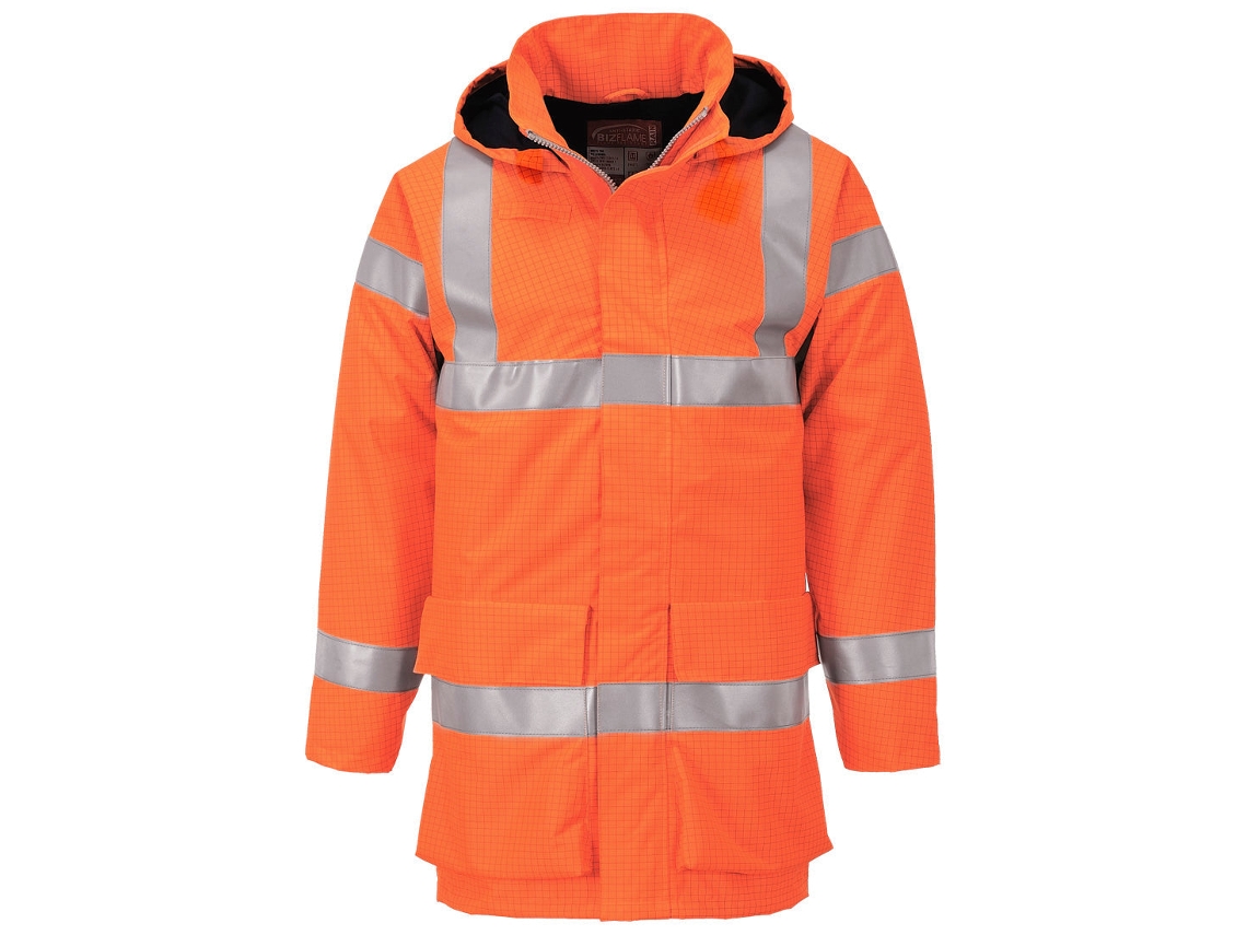 Chaqueta Ligera De Alta Visibilidad, Ignífuga Y Antiestática Bizflame Rain Naranja / Xxl
