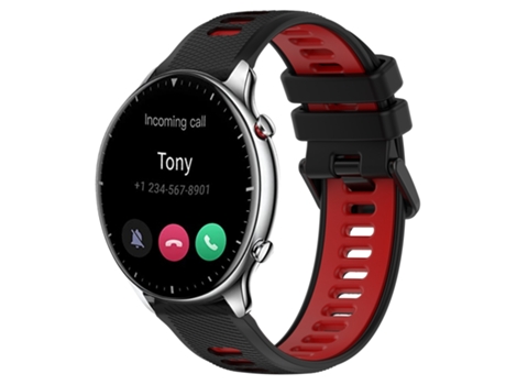Correa de reloj inteligente para Amazfit GTR 2 22MM Correa deportiva de silicona bicolor (negro + rojo)