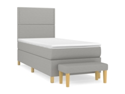 Maison Exclusive - Cama Box Spring Con Colchón Tela Gris Claro 90x190 Cm