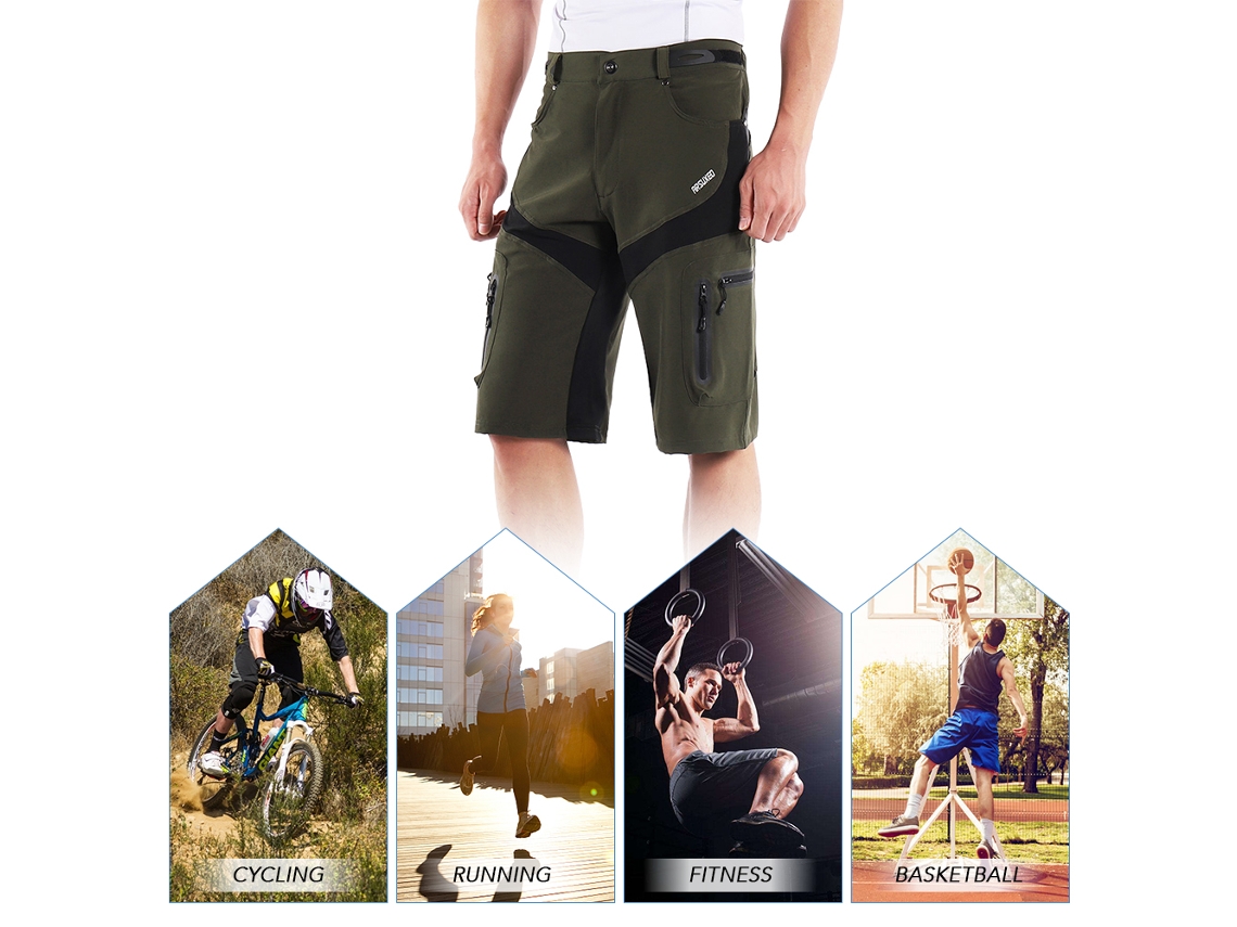 Pantalones Cortos De Ciclismo Transpirables De Secado Rápido Para Hombre Con 6 Bolsillos Para Deportes Al Aire Libre, Correr Y Ciclismo.