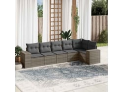 Conjunto de sofá de jardín de 6 piezas con cojines de mimbre gris, Dkd Home Decor
