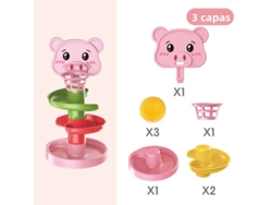 (Cerdito de 3 capas) Juguete educativo con pelota rodante, deslizante y para empujar y tirar, para niños pequeños.