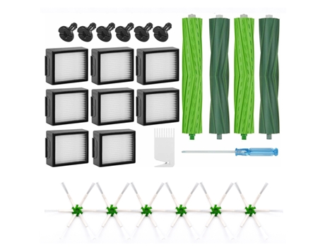 Cepillos rodantes de rodillo principal, cepillo lateral de filtros para Irobot Roomba I7 I7/I7 Plus E5 E6 E7, repuesto de cepillo de filtro para as...