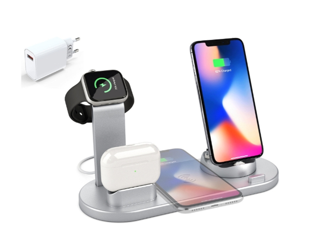 Estación De Carga Magnética Inalámbrica 4 En 1 Base De Carga Compatible Con Iphone Apple Watch Y Airpods Yemaesre