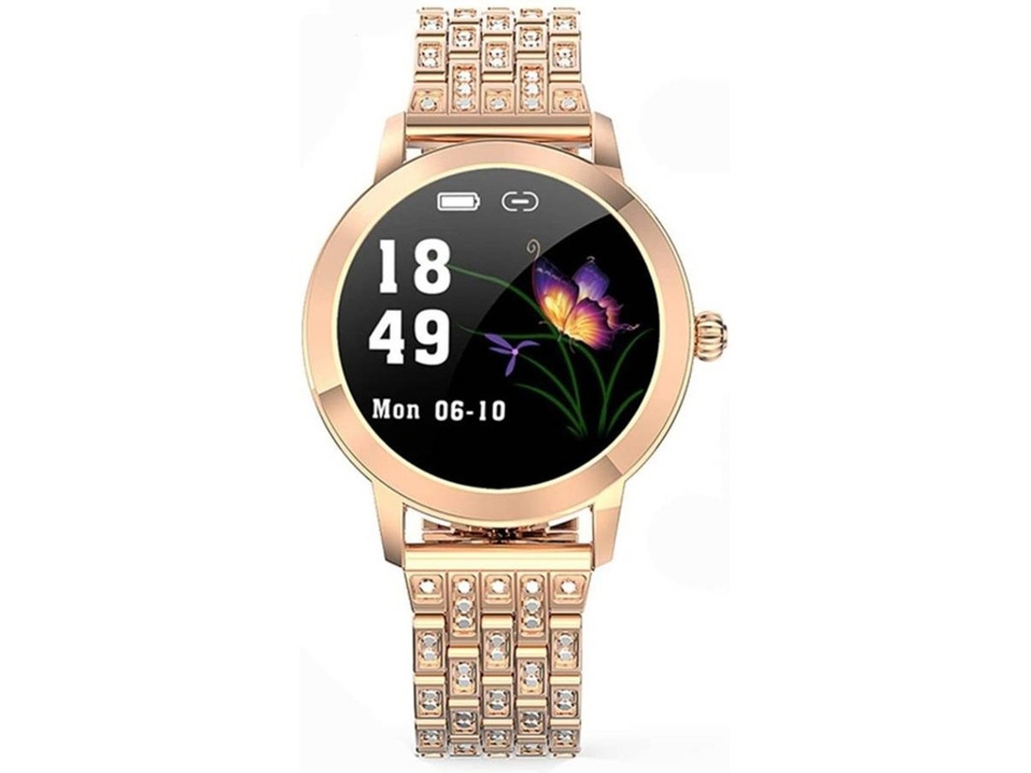 Reloj inteligente para mujer, resistente al agua, con monitor de ritmo cardíaco y sueño, podómetro para Android e iOS Yizhood (dorado)