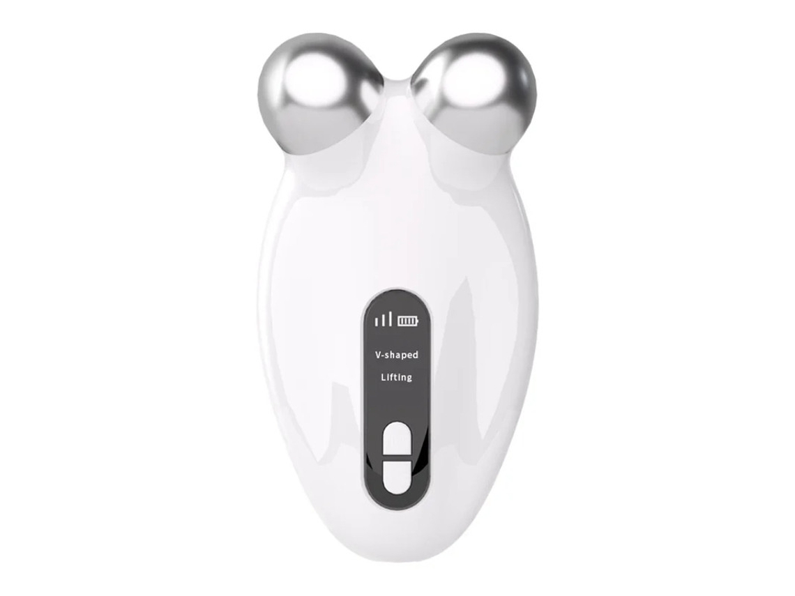 Masajeador facial con microcorriente y rodillo facial. Máquina de belleza facial que reduce líneas finas y reafirma la piel. Blanco Yizhood.