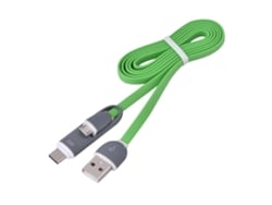 Cable De Carga Rápida Y Sincronización De Datos Tpe 2 En 1 Micro Usb Y Type-c De 1m Para Android Verde