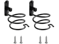 Soporte para secador de pelo de 2 piezas, negro, espiral, para montaje en pared, GOKOCO