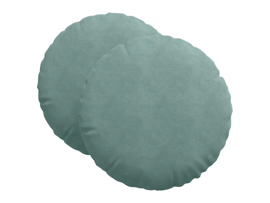 Cojines para asiento, 2 unidades, verde mar, Ø 40 x 13 cm, terciopelo HARLANV1