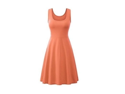 2026-vestido De Verano Mujer Sexy Sin Mangas Cuello Cuadrado Liso A-line Cintura Alta Casual Rojo Talla 18-35