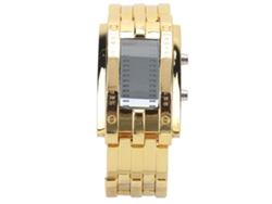 Reloj (led Impermeable) Hz338 Versión Coreana Pareja Moda Exquisito Acero Oro Negro Aleación Binaria Correa De Acero De Negocios