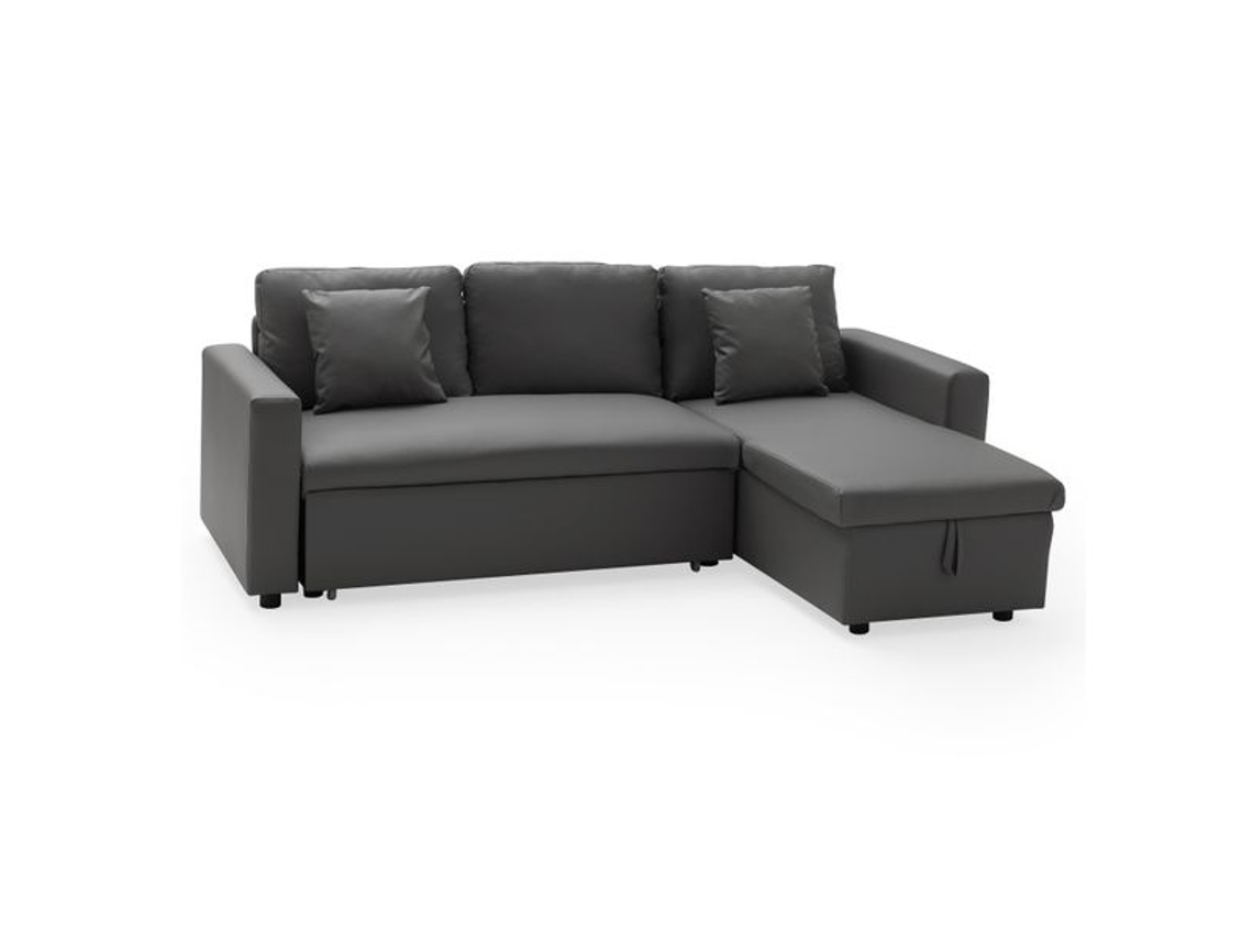Sofá cama imitación piel CLARK 3 plazas color gris