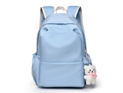 Mochila impermeable de gran capacidad con múltiples compartimentos para viajes y actividades al aire libre, azul claro.