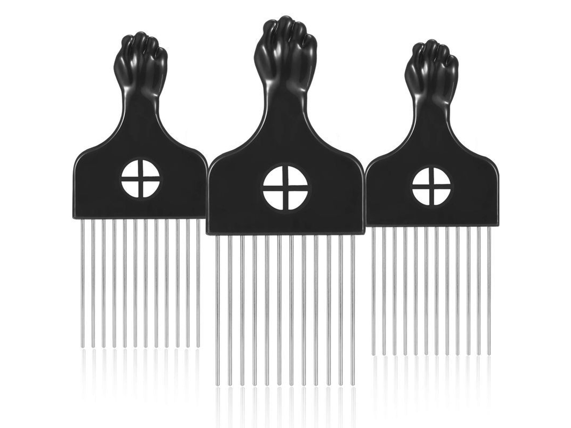Juego De 3 Peines Metálicos Para Trenzas Y Cabello Rizado, Herramienta De Peinado Para Mujeres Y Hombres.