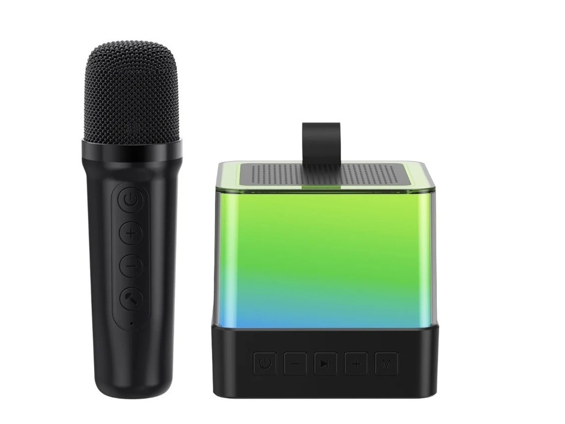 Mini máquina de karaoke para niños y adultos, altavoz de karaoke portátil con Bluetooth, 1 micrófono inalámbrico y luces RGB Yizhood