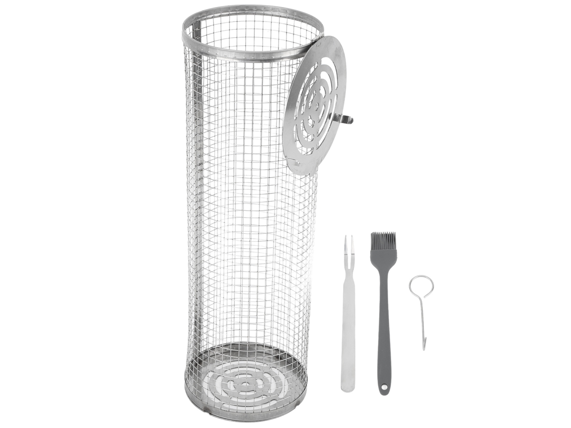 Filtro Para Barbacoa De Acero Inoxidable, Resistente A Altas Temperaturas, Reutilizable, Cesta Redonda, 31 Cm (12,2 Pulgadas) Con Accesorios.