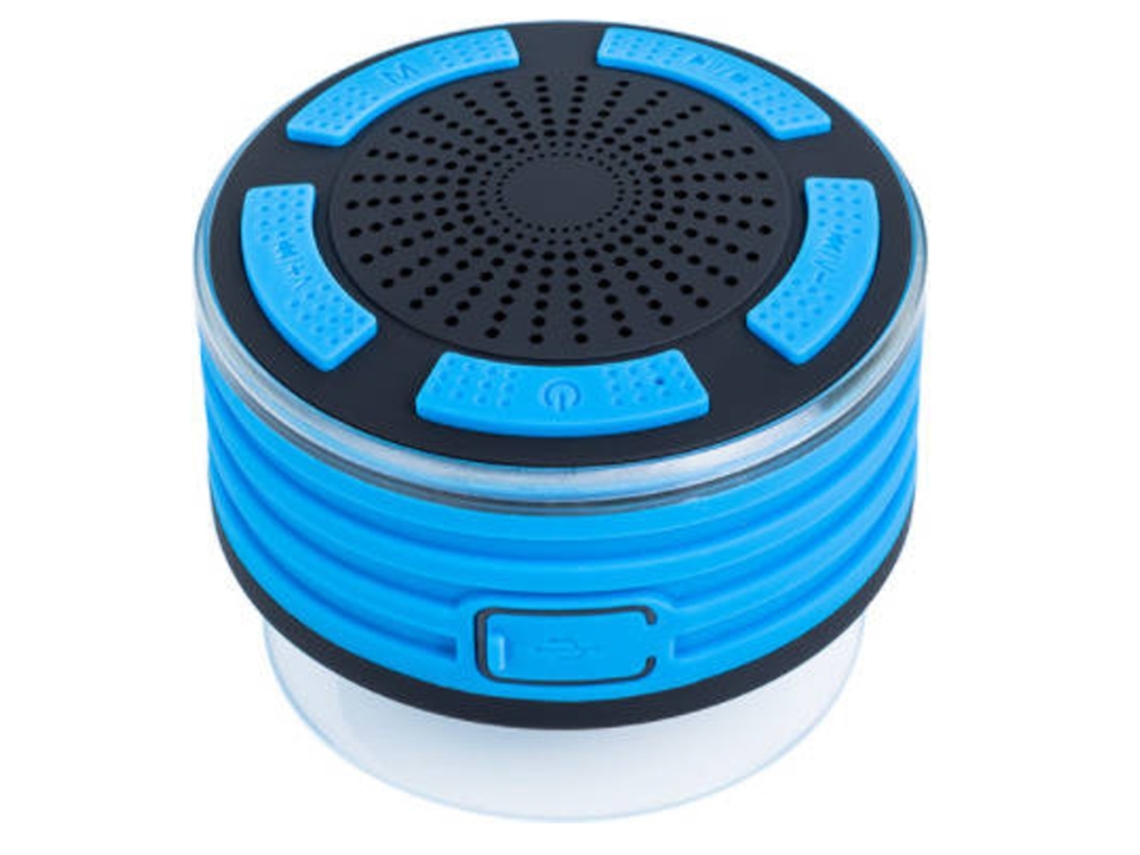 Altavoz de ducha Bluetooth IPX7 con subwoofer HD y FM, LED colorido para ducha, baño y playa, color azul Yizhood