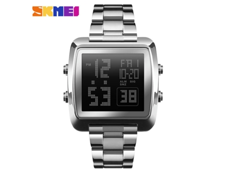 Relojes deportivos digitales para hombre, reloj cuadrado impermeable para deportes al aire libre con retroiluminación LED/alarma-plateado LUUCOZK