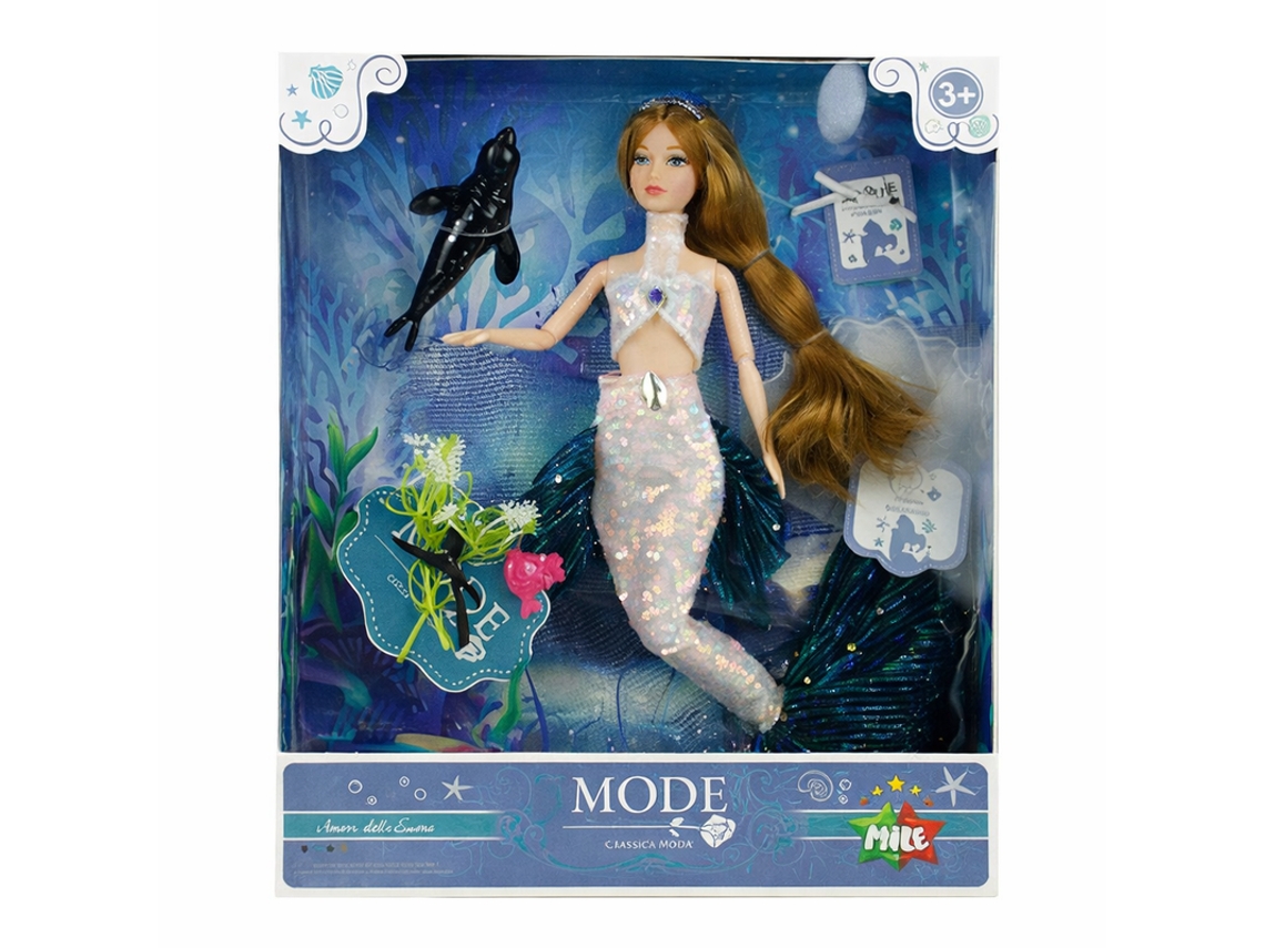 Boneca Fashionista - Sereia Branca Mile Star Qj092 Multicores