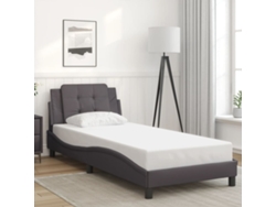 Estructura De Cama Sin Colchón Cuero Sintético Gris 90x200 Cm
