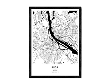 Poster NACNIC Mapa de Riga Latvia (A3)