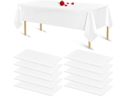 Juego De 10 Manteles Blancos Desechables De Plástico Blanco Para Mesas Rectangulares, Ideales Para Cumpleaños.