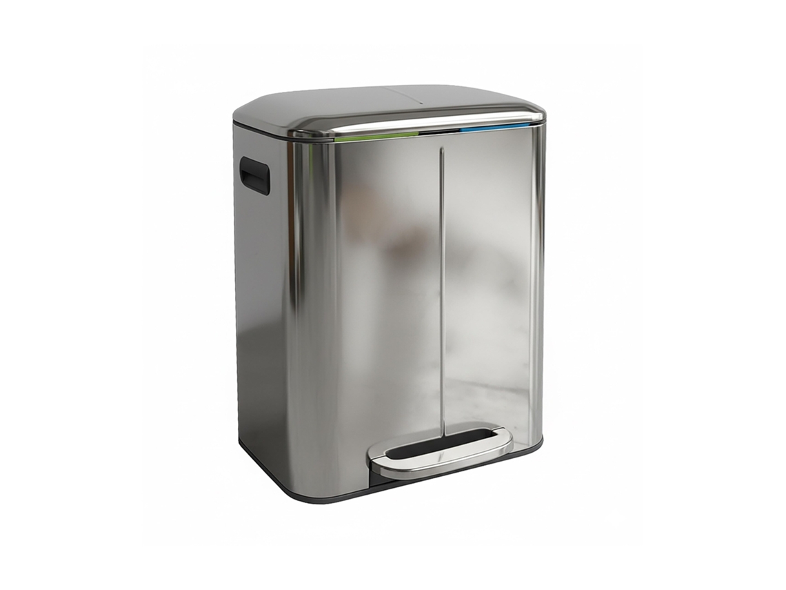 Relaxdays Cubo De Basura 2 Compartimentos, 2 X 20 L, Cubos Extraíbles, Cierre Suave, Pedal, Acero Inoxidable, Plateado