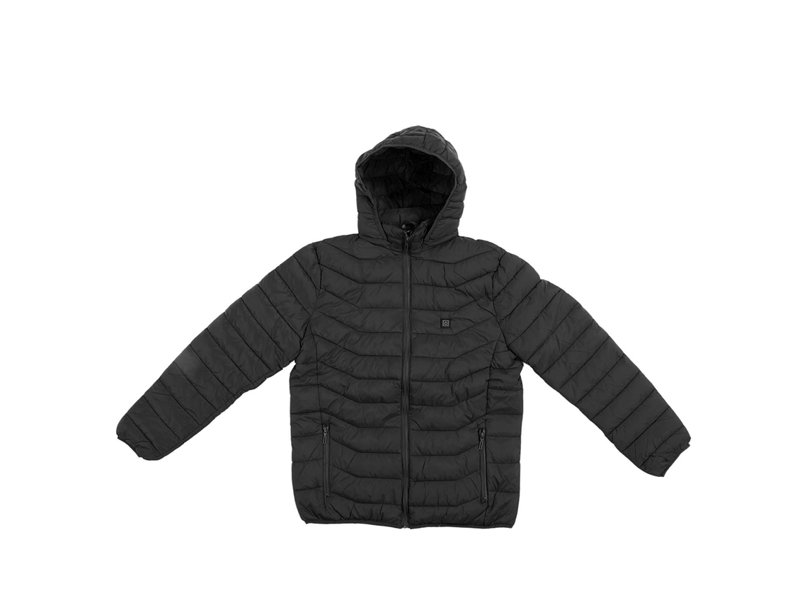 Chaqueta Eléctrica Con Capucha, 3 Niveles De Control Usb, Calefactable, Unisex, Negra, Talla 4xl