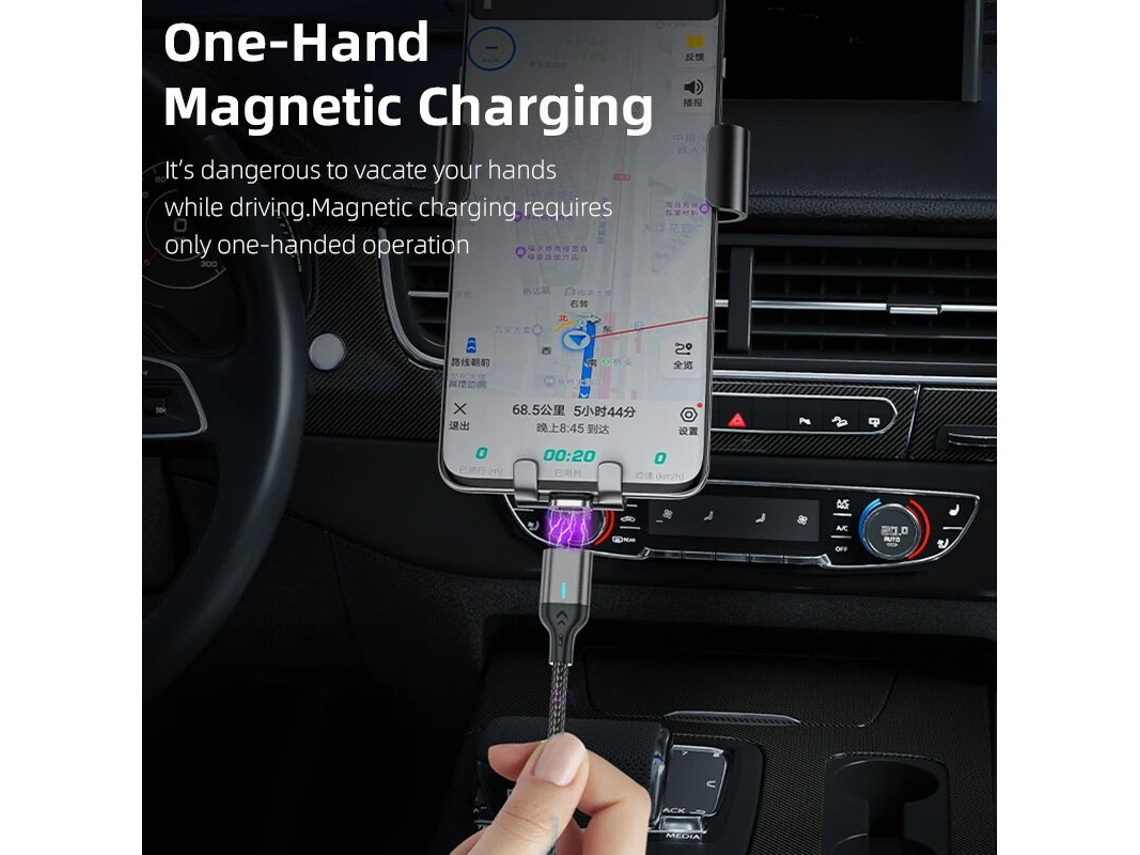 Cable Magnético Usb-a A Micro/ip/tipo C De 3 A, Transmisión De Datos, 1 M/2 M De Largo