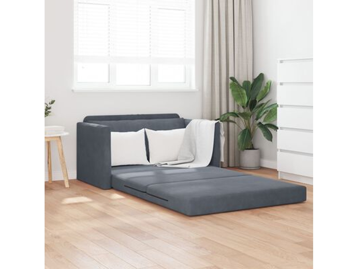 Sofá Cama De Suelo 2 En 1 Gris Oscuro 124x204x61 Cm Terciopelo Wsd532585