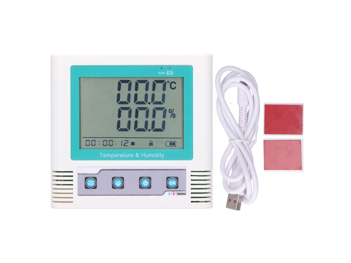 Registrador de datos de temperatura y humedad USB con pantalla LCD y sensor de 5 V CC (sin marca).