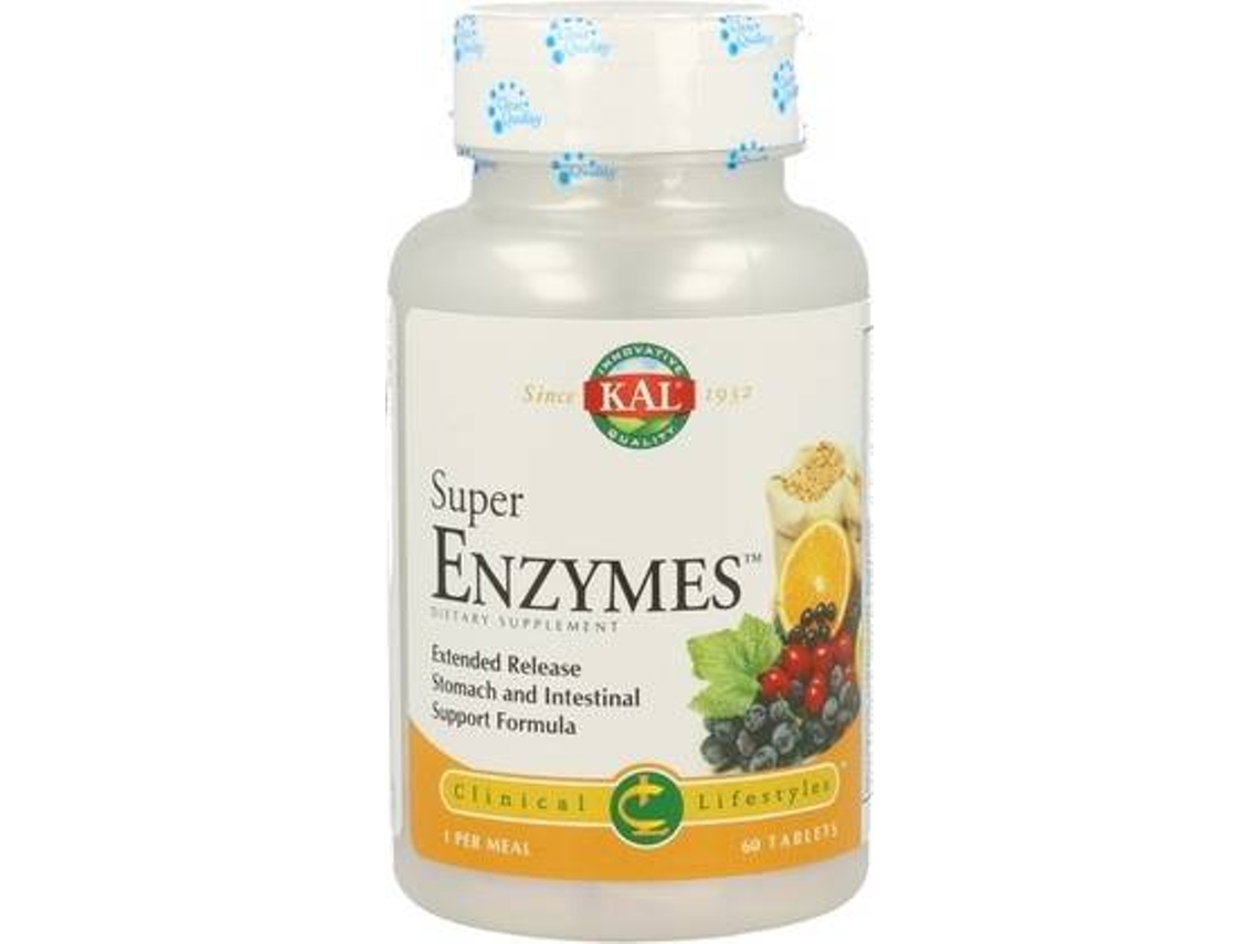 Complemento Alimentar KAL Super Enzymes Ação Prolongada (60 comprimidos)