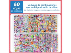 (60 hojas para niñas) Pegatinas 3D, ideales para decorar cuadernos y hacer álbumes de recortes.