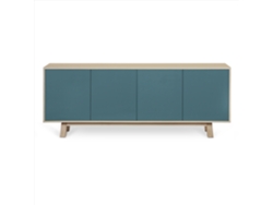 Aparador Bajo MON PETIT MEUBLE FRANÇAIS con 4 Puertas (Azul Gris Lehon - Madera - 160 x 77 x 46 cm)