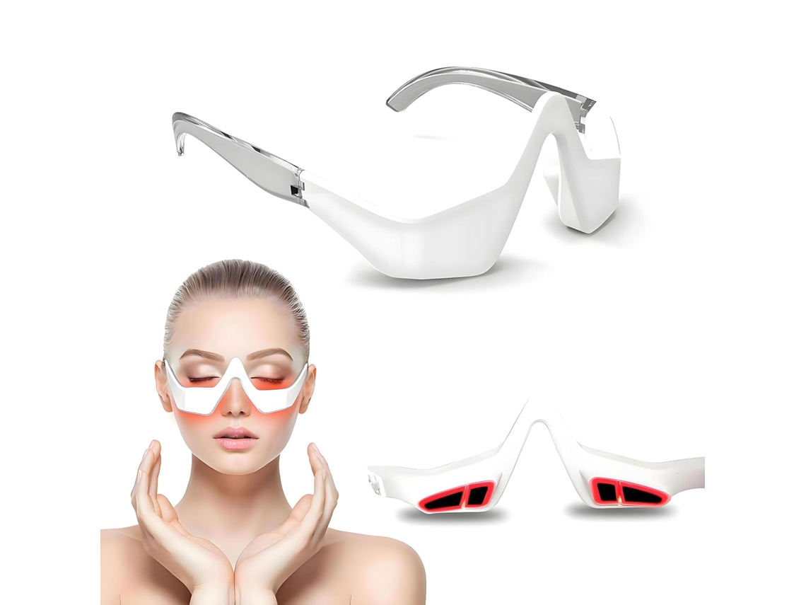 Gafas de terapia de luz roja con dispositivo de belleza para ojos y microcorriente para eliminar las bolsas debajo de los ojos