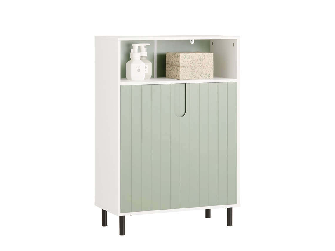 SOBUY BZR138-GR Armario De Suelo Para Baño Con 2 Puertas Y 1 Compartimentos Verde