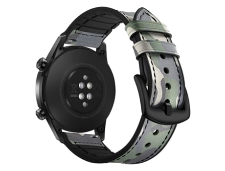 Correa de piel auténtica 22mm de ancho para Huawei Watch GT2 46mm - verde/camuflaje