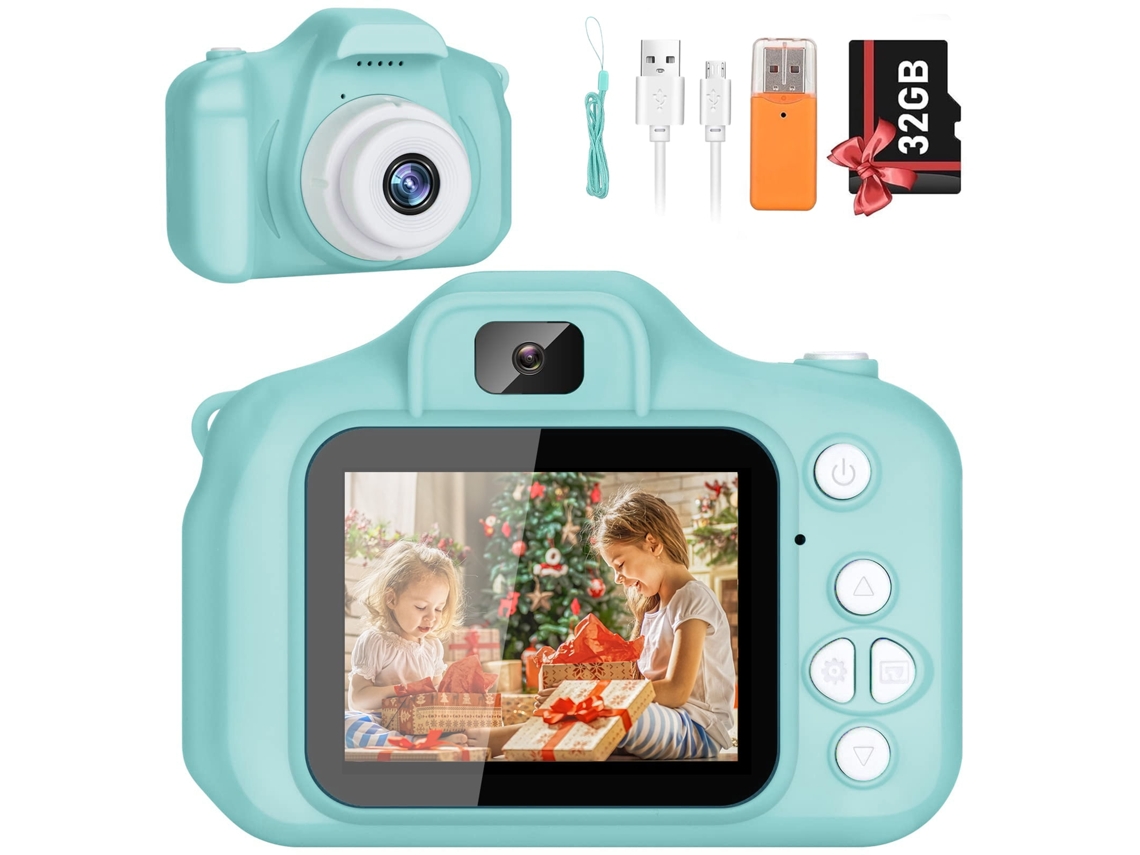 Cámara de vídeo digital para niños HD 1080p con tarjeta SD de 32 GB para niños de 3 a 12 años, color verde Siurn