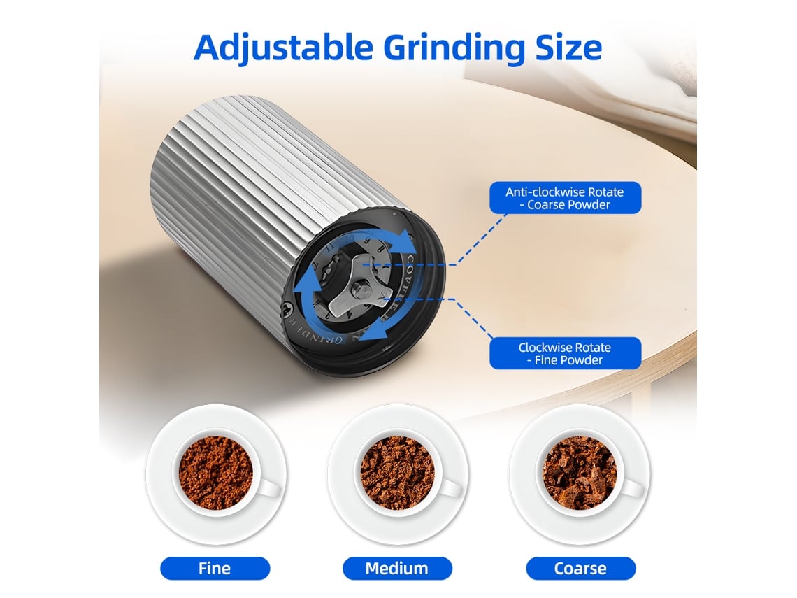 Molinillo De Café Manual Ajustable De Acero Inoxidable Cnc Portátil Con Muelas Para El Hogar, Viajes Y Camping.