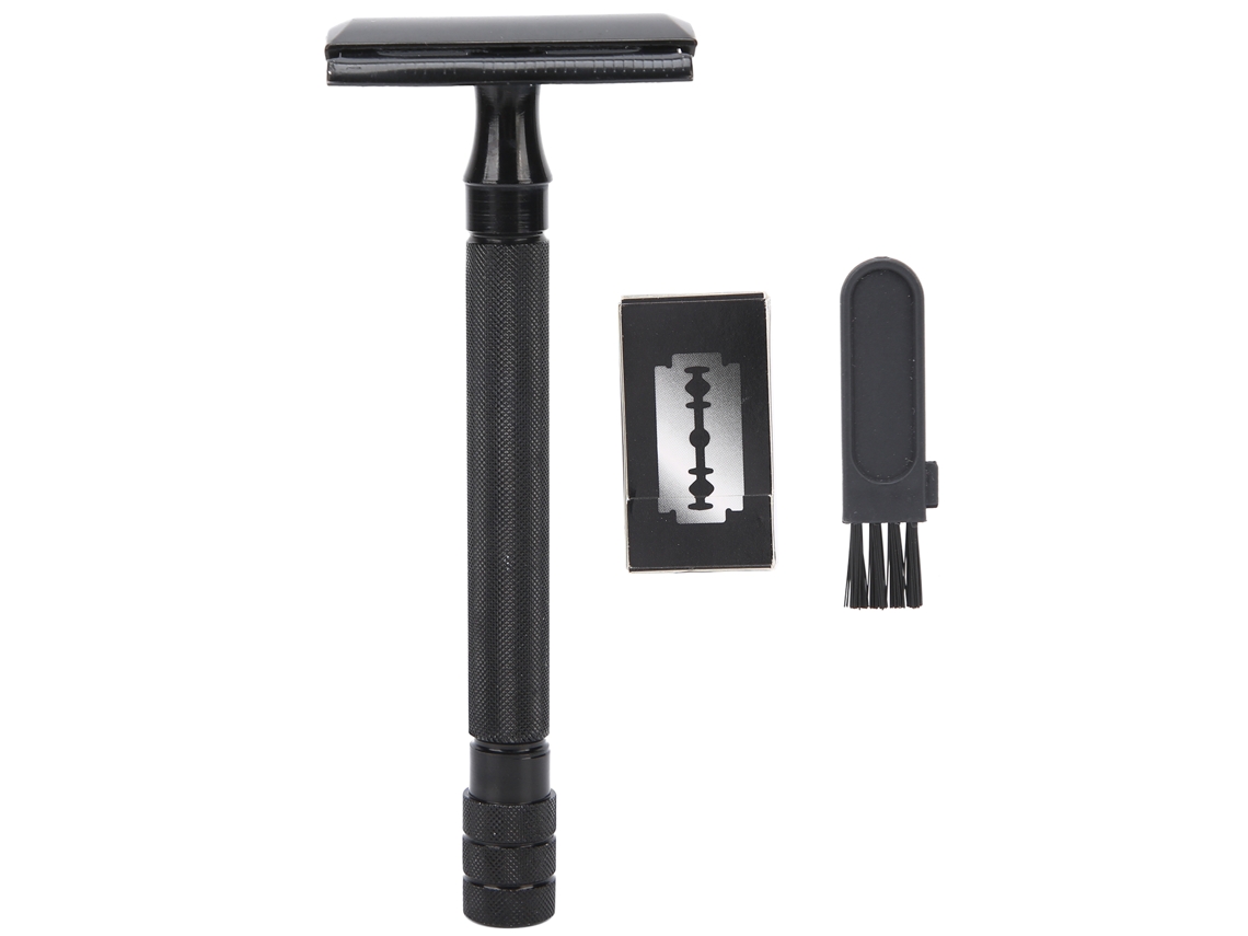 Navaja De Afeitar De Doble Filo Manual Con Mango Largo Y 5 Cuchillas Portátil Para Barba Y Pelo Corporal