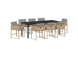 Maison Exclusive - Conjunto De Comedor De Jardín 9 Pcs Beige Ratán Sintético