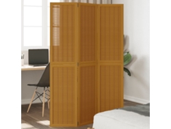 Biombo de 3 paneles de madera maciza de paulownia marrón Wsd896132 Lovely Home