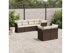 Conjunto de sofá de jardín de 7 piezas con cojines de mimbre marrón DKD Home Decor
