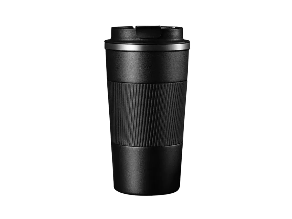 Vaso térmico para café con tapa abatible, taza de viaje de acero inoxidable de doble pared con aislamiento al vacío, tapa a prueba de fugas, C