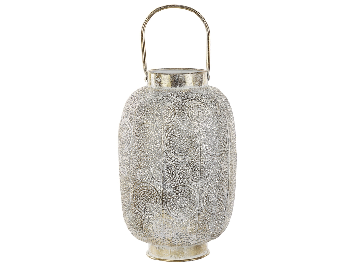 Linterna con motivos orientales BELIANI Lantau de Metal Dorado 25x25x40