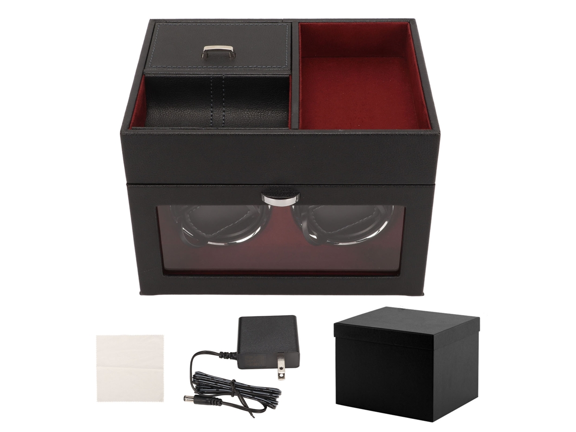 Caja automática para guardar relojes con motor silencioso y luz LED azul