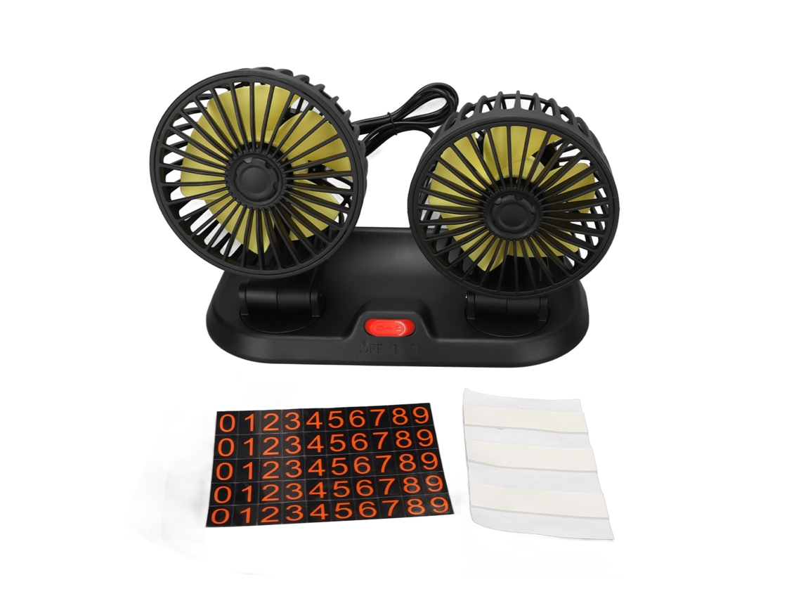 Ventilador Para Coche De 12 V Con Dos Cabezales, Rotación De 360°, Bajo Nivel De Ruido, Para Autocaravanas, Quads Y Barcos, Con Pegatina Numerada.