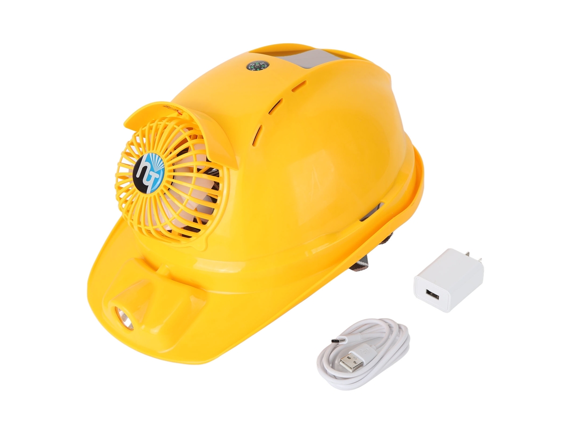 Casco De Seguridad Con Ventilador Solar Recargable Y Luz Led, Batería Portátil.