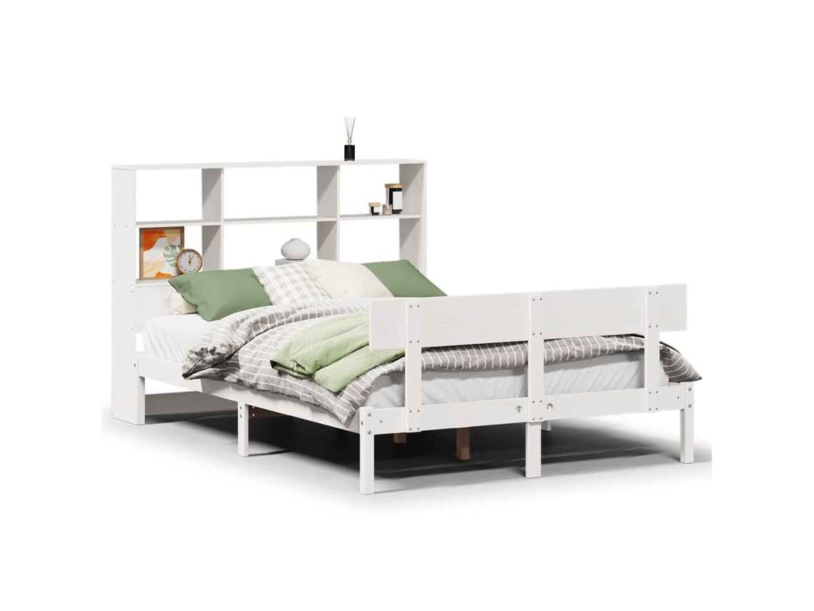 Maison Exclusive - Cama Con Estantería Sin Colchón Madera Maciza Blanca 160x200 Cm