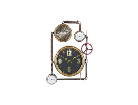 Reloj de Pared DKD HOME DECOR Válvulas Cristal Dorado (50,5x12x73cm)